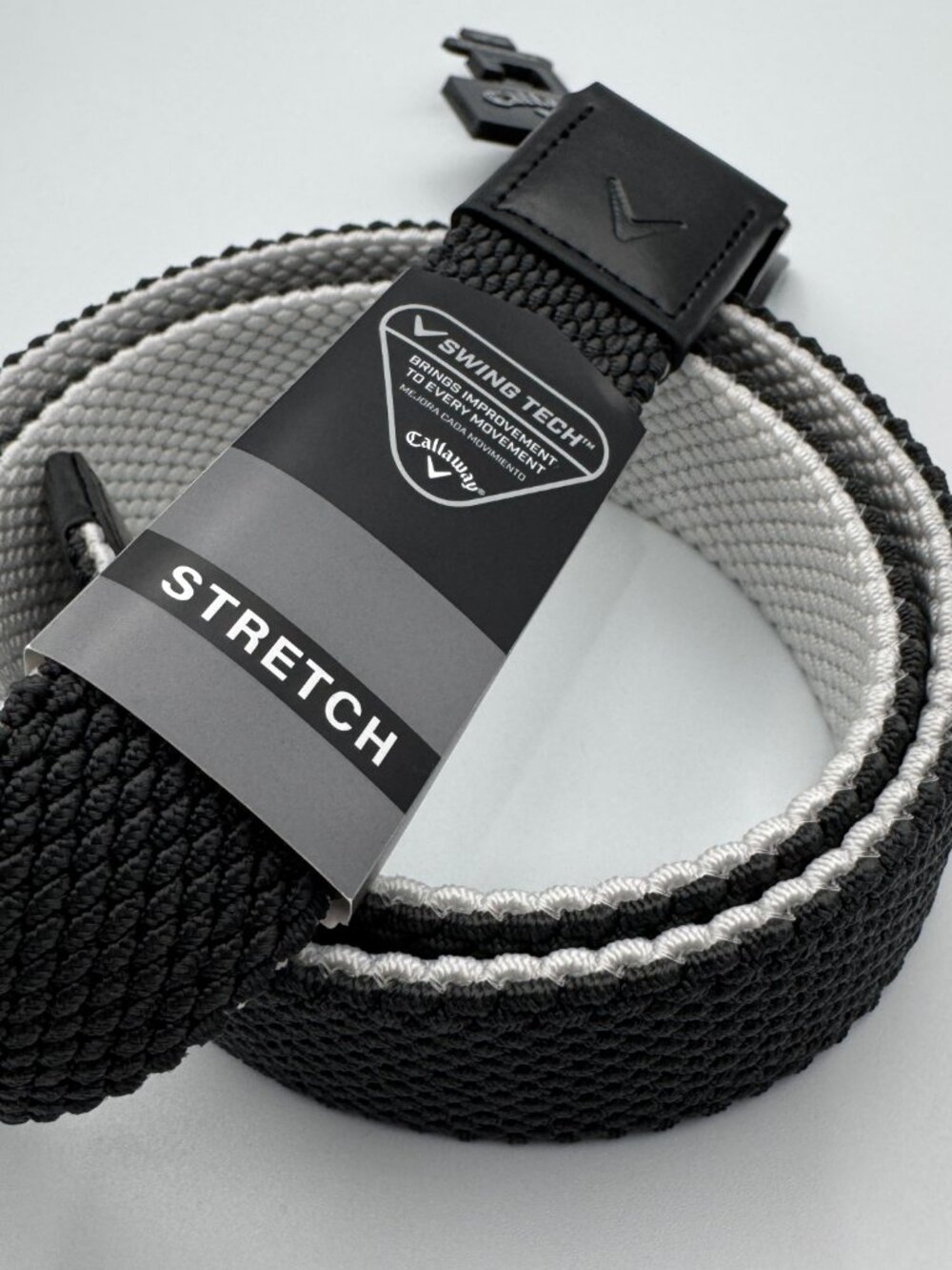 Callaway Swing Tech Reversable Belt Braided Dark Gray/White Stretch M 34-36 NWT